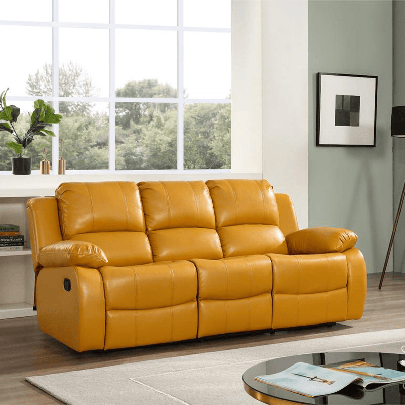 Valencia Mustard Leather Manual Recliner 3+2+1 Seater Sofa Set - Furniture Instore