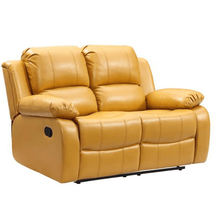 Valencia Mustard Leather Manual Recliner 2 Seater Recliner Sofa - Furniture Instore