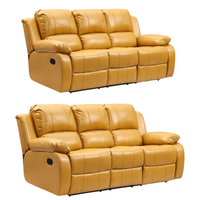 Valencia Mustard Leather Manual Recliner 3+3 Seater Sofa Set