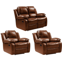 Valencia Tan Leather Manual Recliner 2+1+1 Seater Sofa Set