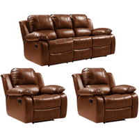 Valencia Tan Leather Manual  Recliner 3+1+1 Seater Sofa Set