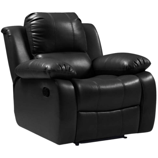 Valencia Black Leather Manual Recliner 2+1+1 Seater Sofa Set - Furniture Instore