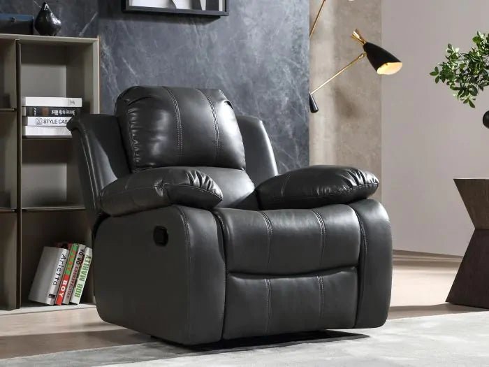 Valencia Grey Leather Manual Recliner 2+1 Seater Sofa Set - Furniture Instore
