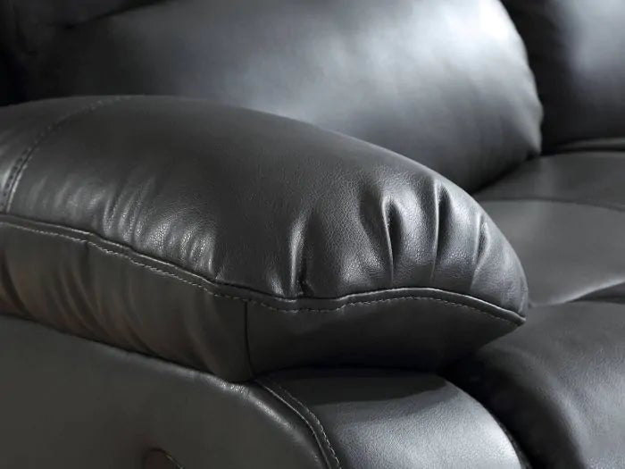 Valencia Grey Leather Manual Recliner 2+1 Seater Sofa Set - Furniture Instore