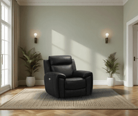 Annecy Genuine Leather Black Electric Power Recliner 3+2+1 Seater Sofa Set - Furniture Instore
