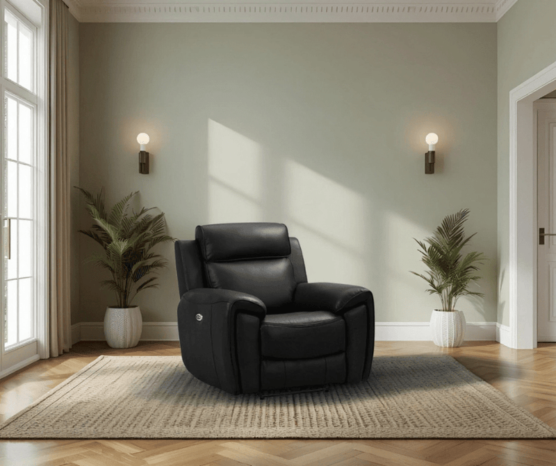 Annecy Genuine Leather Black Electric Power Recliner 3+2+1 Seater Sofa Set - Furniture Instore