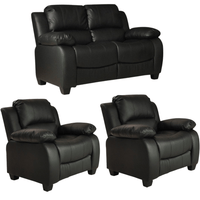 Valerie Black Leather Modern 2+1+1 Seater Sofa Set