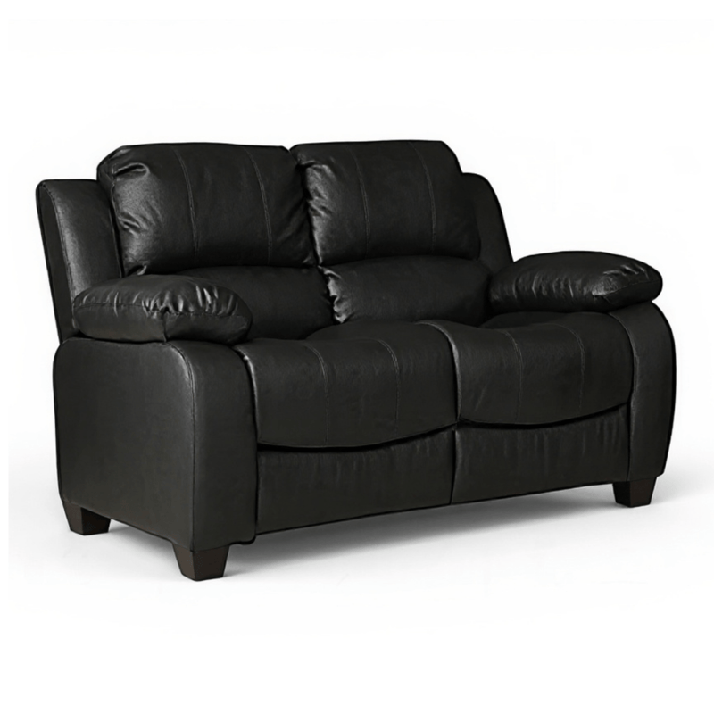 Valerie Black Leather 2 Seater Sofa - Furniture Instore