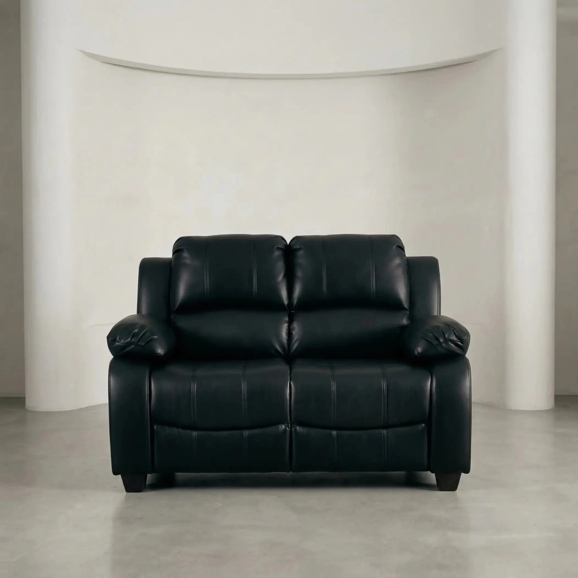Valerie Black Leather 2 Seater Sofa - Furniture Instore
