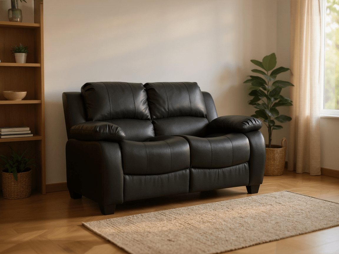 Valerie Black Leather Modern 3+2+1 Seater Sofa Set - Furniture Instore