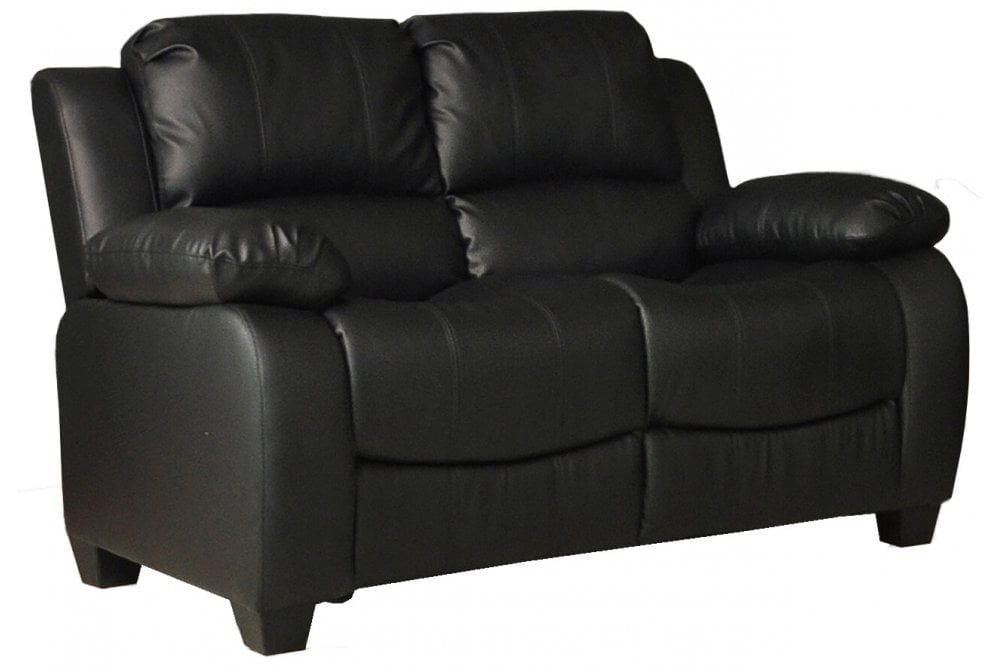 Valerie Black Leather 2 Seater Sofa - Furniture Instore