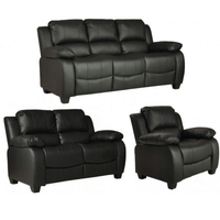 Valerie Black Leather Modern 3+2+1 Seater Sofa Set