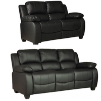 Valerie Black Leather Modern 3+2 Seater Sofa Set