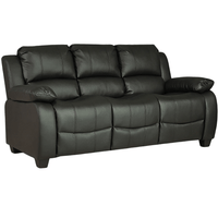 Valerie Black Leather 3 Seater Sofa