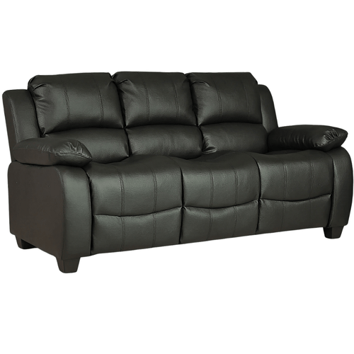 Valerie Black Leather 3 Seater Sofa