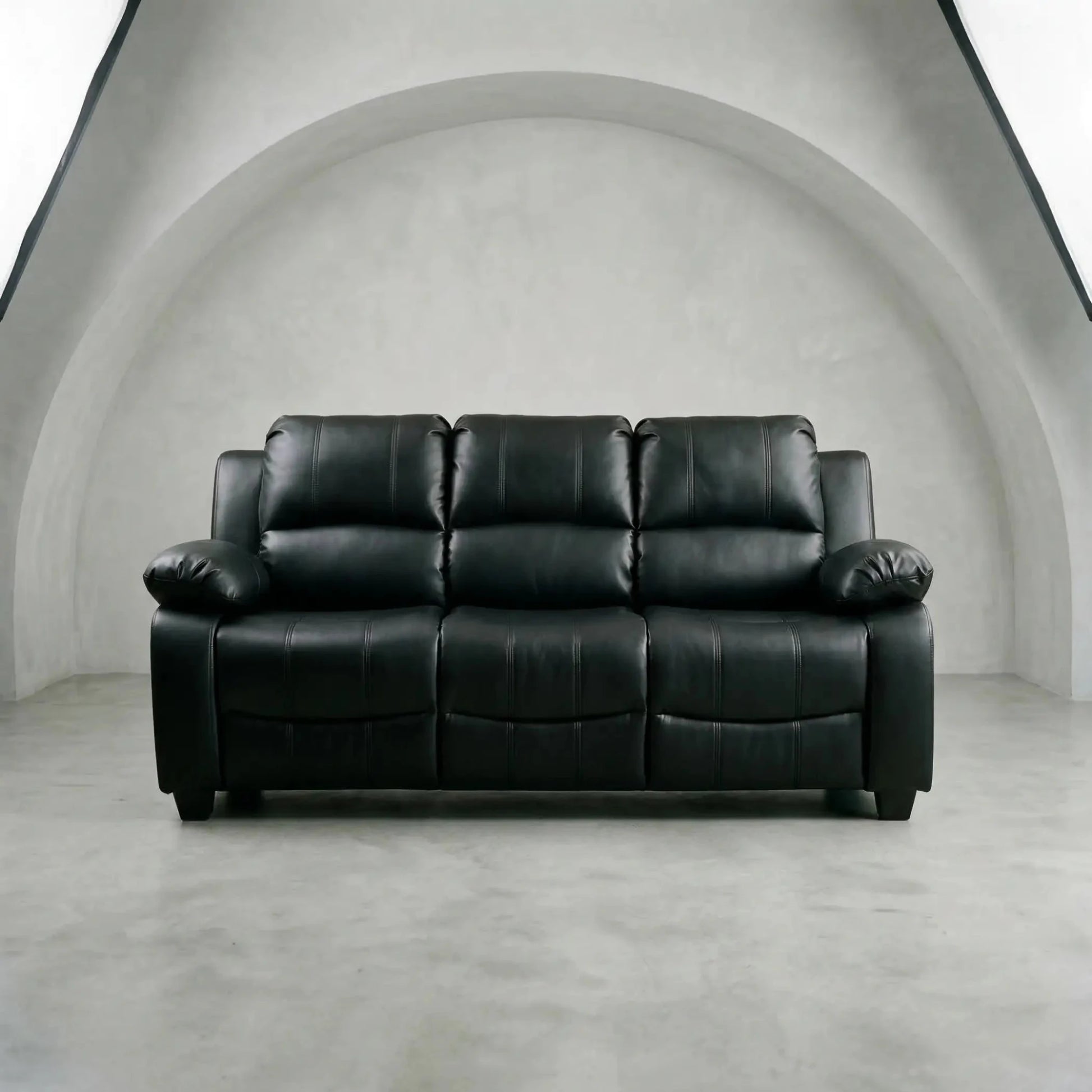 Valerie Black Leather 3 Seater Sofa - Furniture Instore