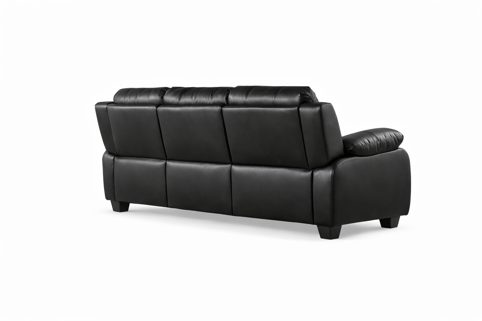 Black leather sofa on a white background