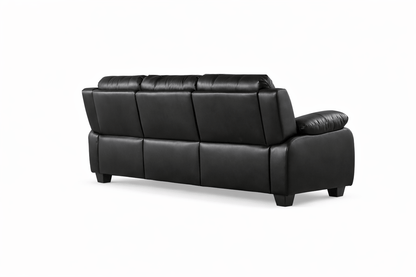 Black leather sofa on a white background