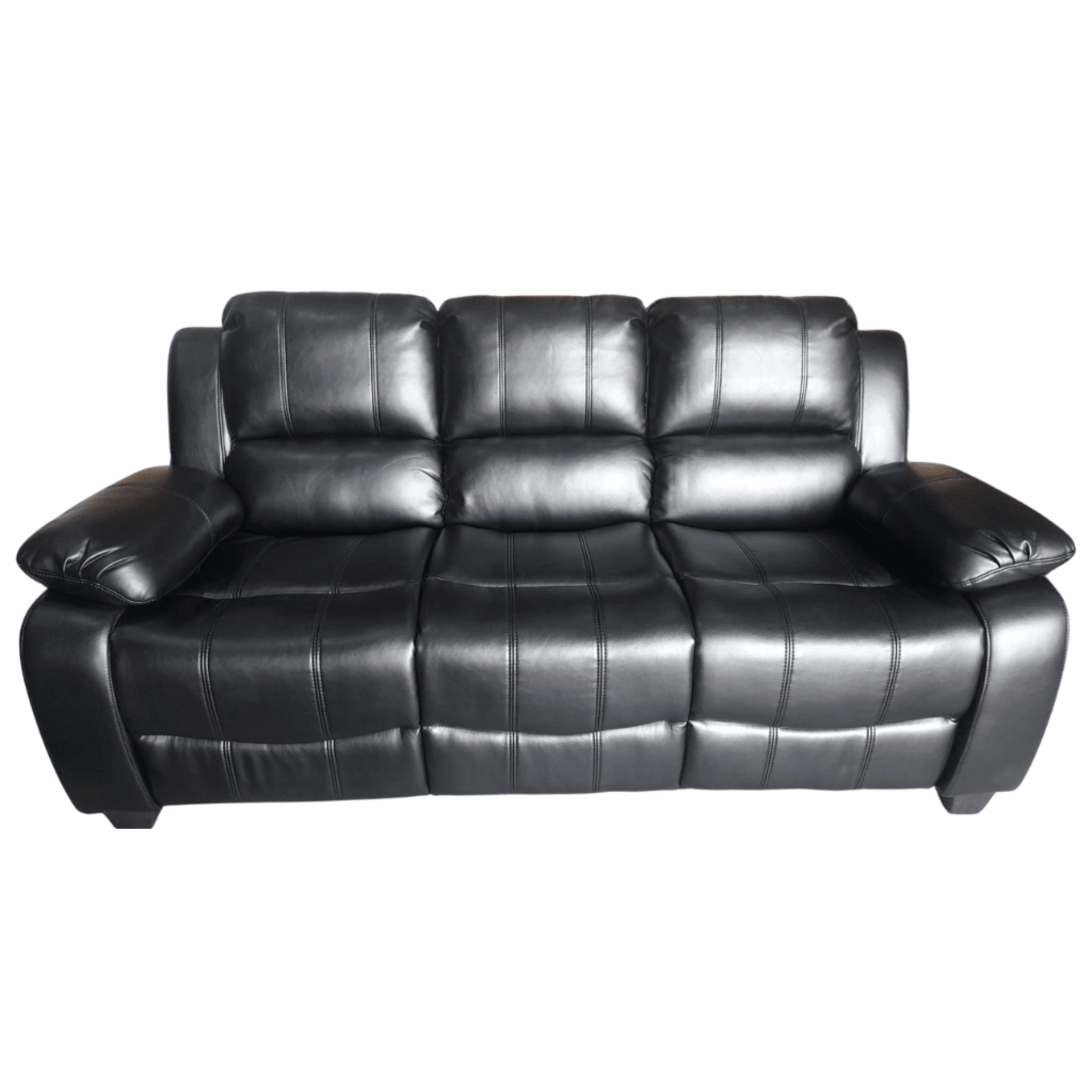 Valerie black leather 3 seater
