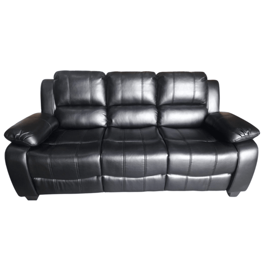 Valerie black leather 3 seater