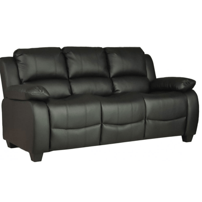 Valerie Black Leather Modern 3+3 Seater Sofa Set - Furniture Instore
