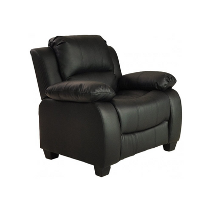 Modern  black leather armchair on white background – contemporary sleek leather armchair for living room