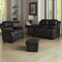 Valerie Black Leather Modern 2+1 Seater Sofa Set - Furniture Instore