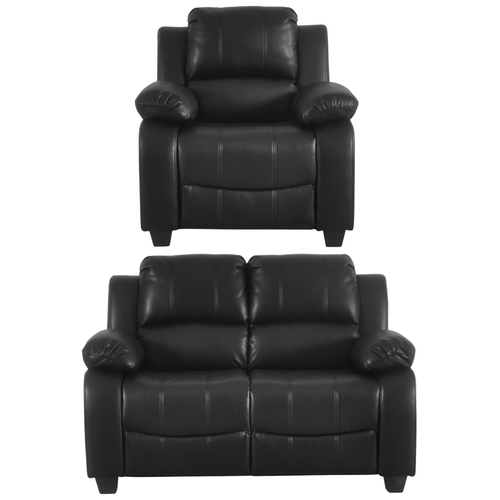 Valerie Black Leather Modern 2+1 Seater Sofa Set