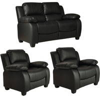 Valerie Black Leather Modern 2+1+1 Seater Sofa Set