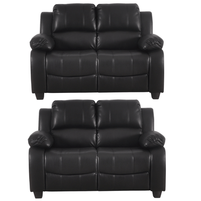 Valerie Black Leather Modern 2+2 Seater Sofa Set