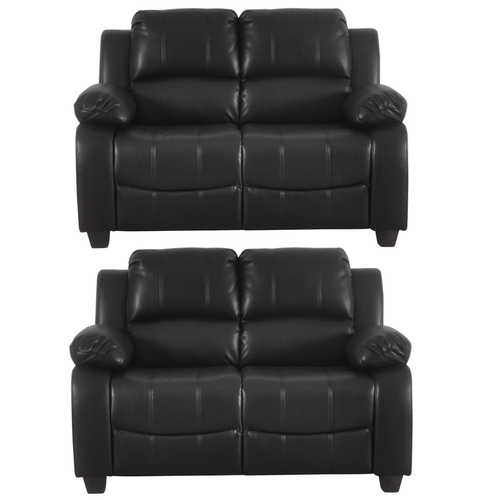 Valerie Black Leather Modern 2+2 Seater Sofa Set