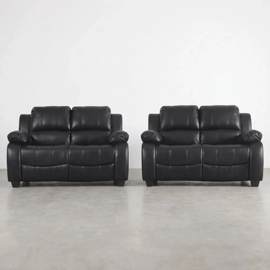 Valerie Black Leather Modern 2+2 Seater Sofa Set - Furniture Instore
