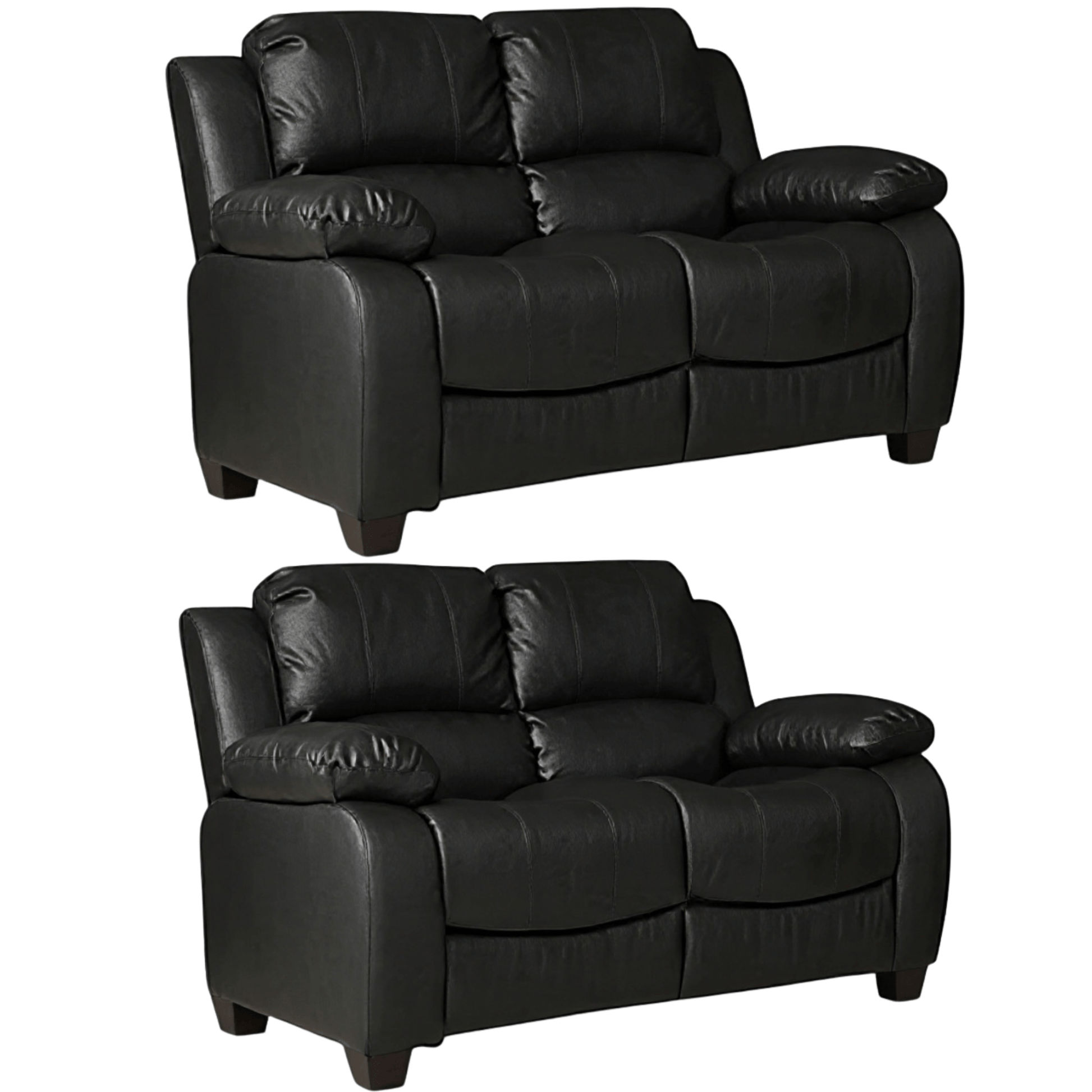 Valerie Black Leather Modern 2+2 Seater Sofa Set - Furniture Instore