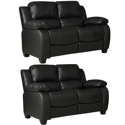 Valerie Black Leather Modern 2+2 Seater Sofa Set