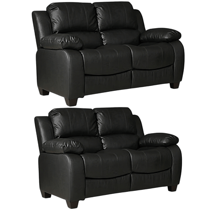 Valerie Black Leather Modern 2+2 Seater Sofa Set - Furniture Instore