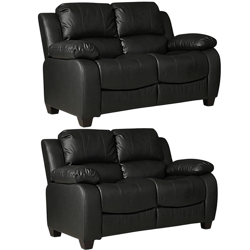 Valerie Black Leather Modern 2+2 Seater Sofa Set - Furniture Instore