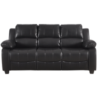 Valerie Black Leather Comfortable Modern 3 Seater Sofa