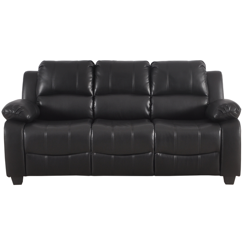 Outlet Valerie Black Leather 3 Seater Sofa