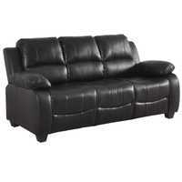 Black leather sofa on a white background