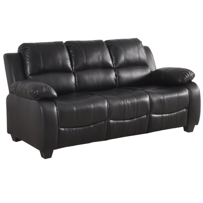 Black leather sofa on a white background