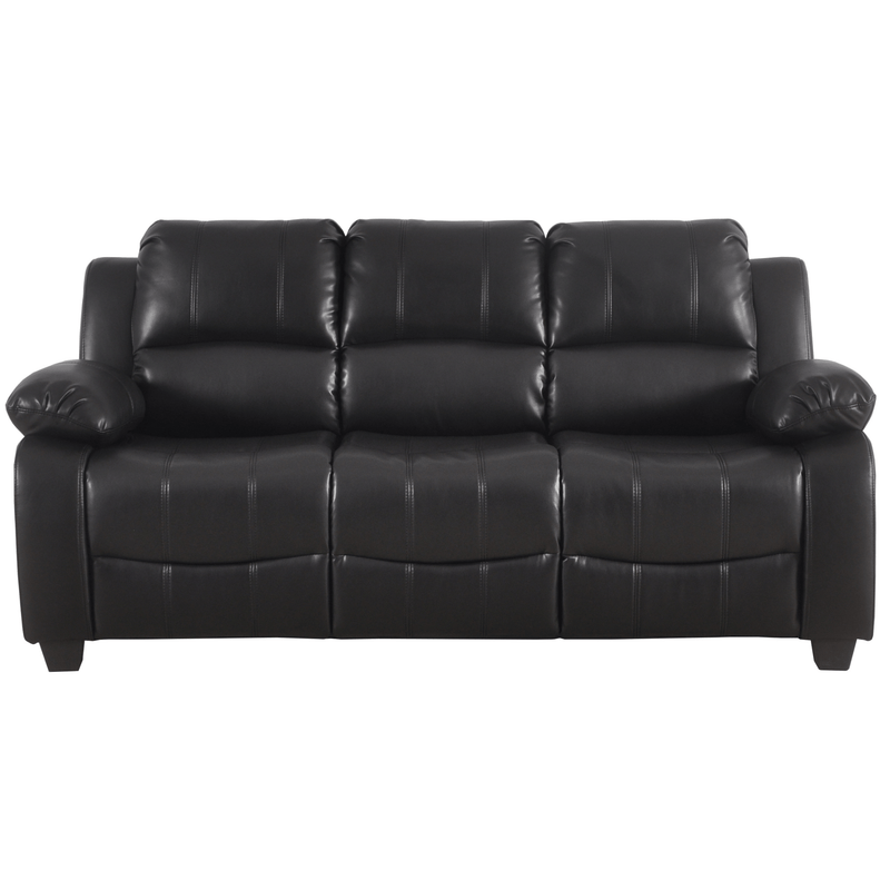 Black leather sofa on a white background