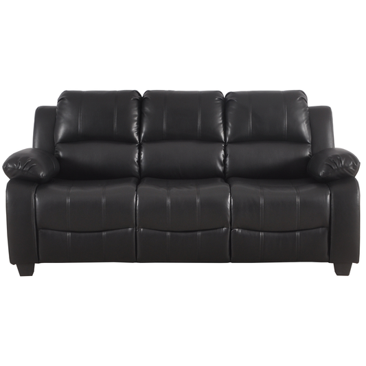 Black leather sofa on a white background