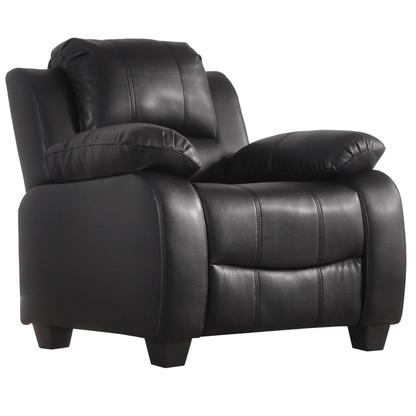Black leather recliner chair on a white background