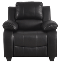 Black leather recliner chair on a white background