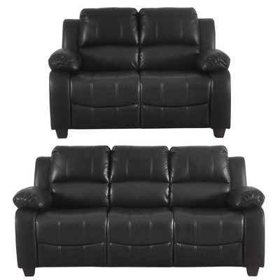 Valerie Black Leather Modern 3+2 Seater Sofa Set