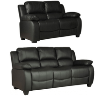 Valerie Black Leather Modern 3+2 Seater Sofa Set