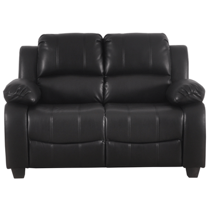 Black leather sofa on a white background