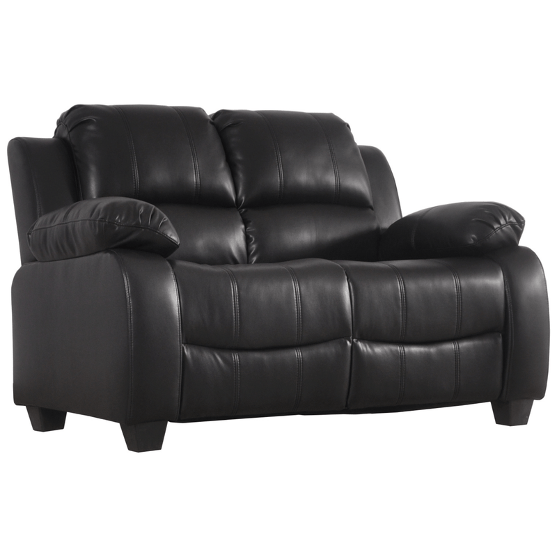 Black leather recliner sofa on a white background