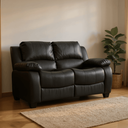 Valerie Black Leather Modern 3+2+1 Seater Sofa Set - Furniture Instore