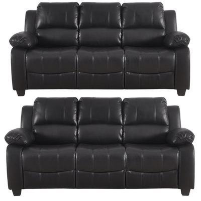 Valerie Black Leather Modern 3+3 Seater Sofa Set